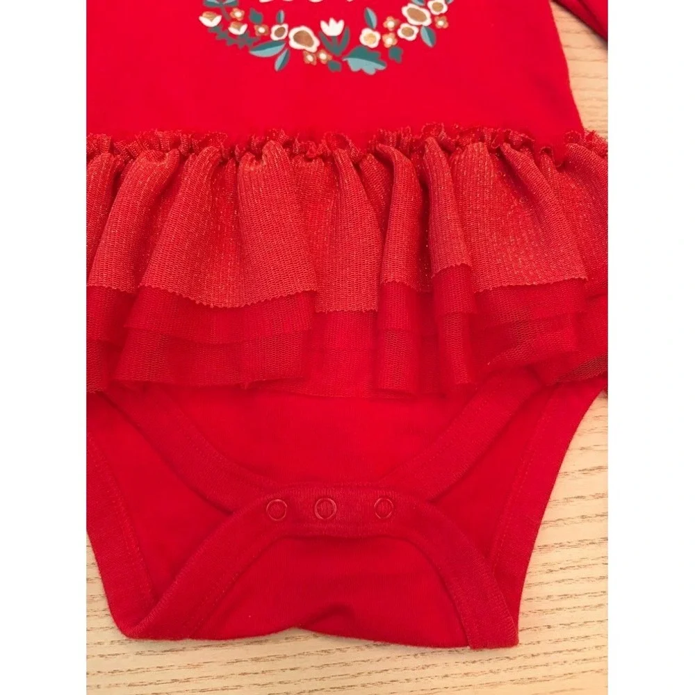 Carter's Baby Girl Red Peace & Love Floral Tutu Bodysuit Dress 6-9 Months